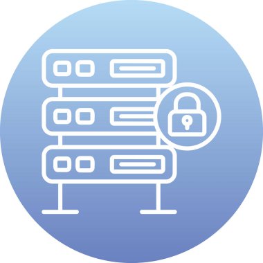 Şifrelenmiş sunucu simgesi, vektör illüstrasyonu basit tasarım