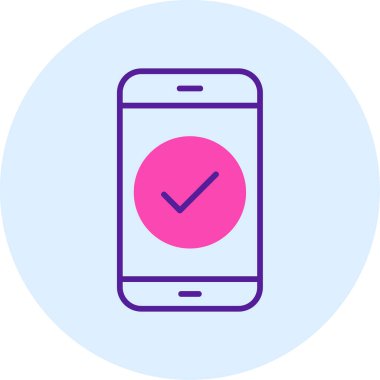 Tik işaretli telefon, vektör illüstrasyonu basit tasarım