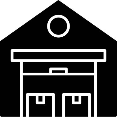 Depo binası. Web simgesi basit illüstrasyon