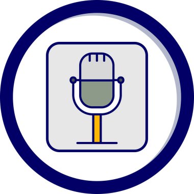 Retro mikrofon simgesi, vektör çizim 