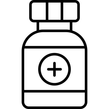 İlaç şişesi. Web simgesi basit illüstrasyon