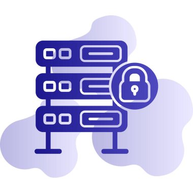 Şifrelenmiş sunucu simgesi, vektör illüstrasyonu basit tasarım