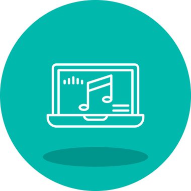 dizüstü bilgisayar vektör illüstrasyonu üzerine nota