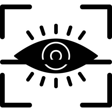 Göz Tarama Ağı simgesi, vektör illüstrasyonu. Tarama çerçevesi vektör ana hatları işaretli dijital göz