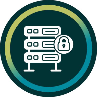 Şifrelenmiş sunucu simgesi, vektör illüstrasyonu basit tasarım