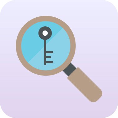 Anahtarlı büyüteç, vektör illüstrasyonu basit tasarım