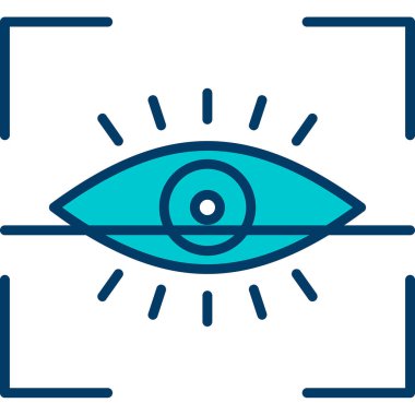 Göz Tarama Ağı simgesi, vektör illüstrasyonu. Tarama çerçevesi vektör ana hatları işaretli dijital göz