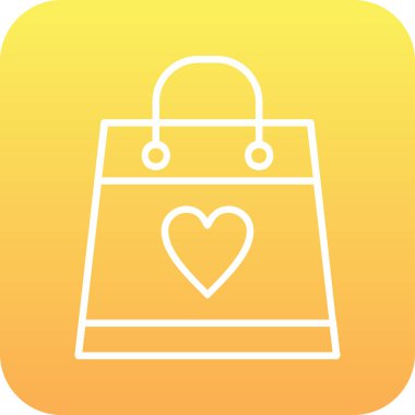 Aşk ikonlu alışveriş çantası, vektör illüstrasyonu