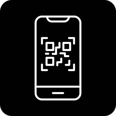 Cep telefonu ekranında QR kodu, vektör illüstrasyonu basit tasarım