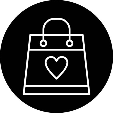 Aşk ikonlu alışveriş çantası, vektör illüstrasyonu