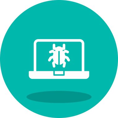 bilgisayar zararlı yazılım simgesi, vektör illüstrasyonu basit tasarım