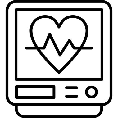 Ekranda kalp atış hızı simgesi olan akıllı aygıt, vektör, beyaz arkaplanda izole. Görüntü.