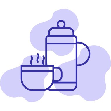 Kap ikonlu termos. Web basit illüstrasyonu