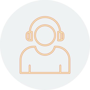 Etkilendirici kulaklık takar Web simgesi, vektör illüstrasyonu