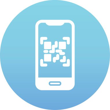 Cep telefonu ekranında QR kodu, vektör illüstrasyonu basit tasarım