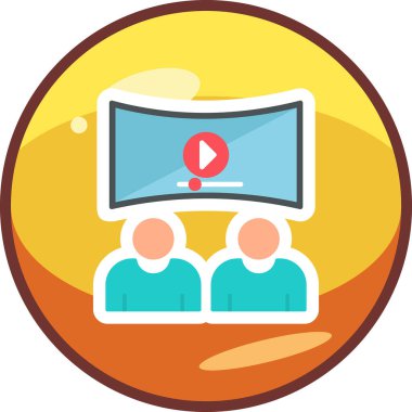 Viedeo izleyen insanlar, vektör illüstrasyonu basit tasarım