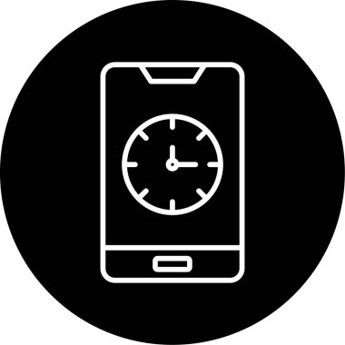 saat ve vektör illüstrasyonlu cep telefonu