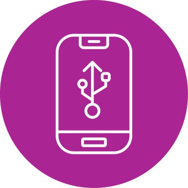 Bağlantı sembollü akıllı telefon. Web simgesi basit illüstrasyon