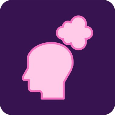 Düşünen baş simgesi, vektör çizimi basit tasarım