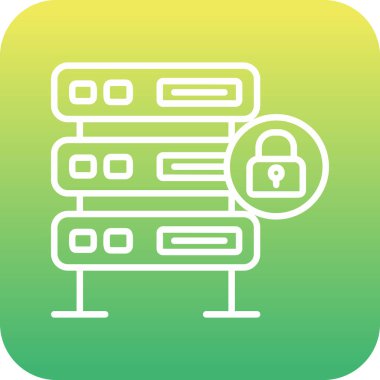 Şifrelenmiş sunucu simgesi, vektör illüstrasyonu basit tasarım