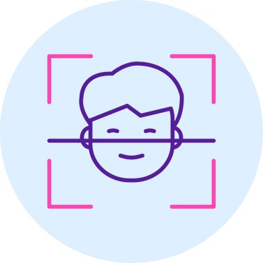 Yüz Tanıma simgesi, vektör illüstrasyonu basit tasarım