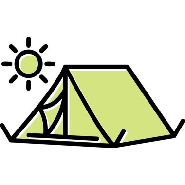 Çöldeki bir kamp çadırı ikonunun vektör çizimi