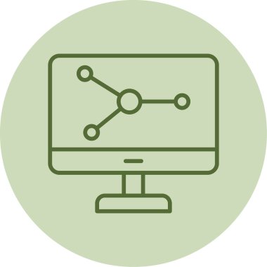 Bilgisayar Simülasyonu simgesi, vektör illüstrasyonu basit tasarım