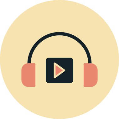 Podacast Dinleme eşleşmeli ikon vektör çizimi