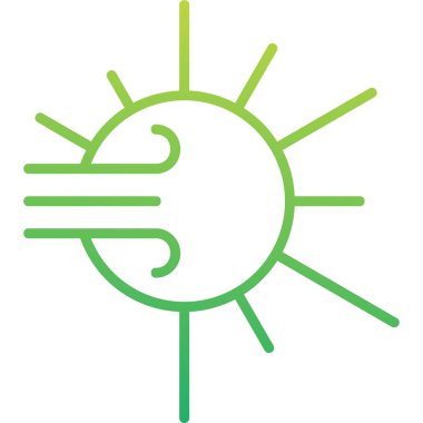 Güneşli rüzgarlı hava durumu simgesi, vektör illüstrasyonu