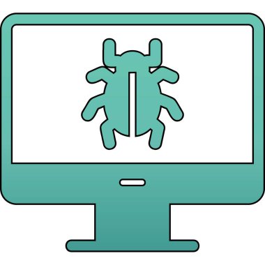 bilgisayar virüsü simgesi, vektör illüstrasyonu basit tasarım