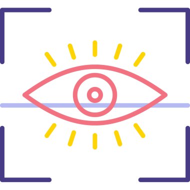 Göz Tarama Ağı simgesi, vektör illüstrasyonu. Tarama çerçevesi vektör ana hatları işaretli dijital göz