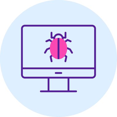 bilgisayar virüsü simgesi, vektör illüstrasyonu basit tasarım