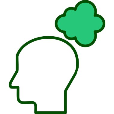 Düşünen baş simgesi, vektör çizimi basit tasarım