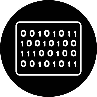 İkili Kod simgesi, vektör illüstrasyonu 