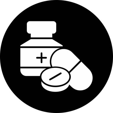 ilaç hapları simgesi, basit vektör illüstrasyonu 