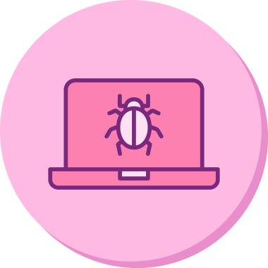 bilgisayar zararlı yazılım simgesi, vektör illüstrasyonu basit tasarım