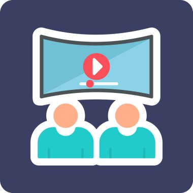 Viedeo izleyen insanlar, vektör illüstrasyonu basit tasarım