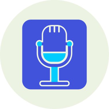 Retro mikrofon simgesi, vektör çizim 