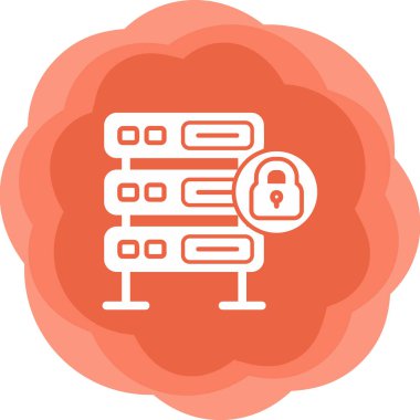 Şifrelenmiş sunucu simgesi, vektör illüstrasyonu basit tasarım