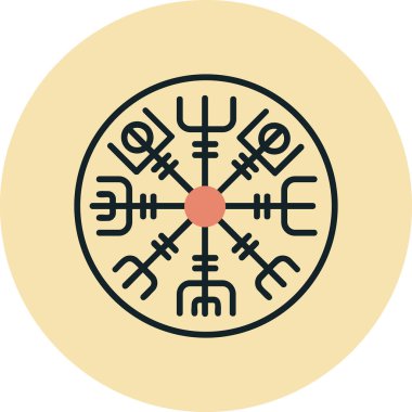 Vegvisir runik pusula simgesi, vektör illüstrasyonu.
