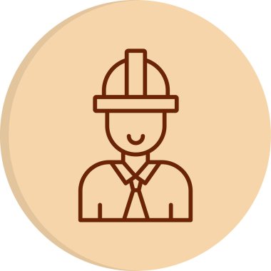 Miğfer ağ simgesi içindeki mimar işçisi, vektör illüstrasyonu 