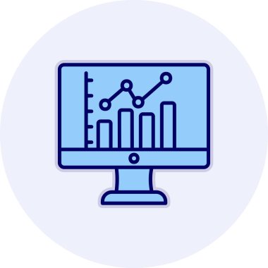 çevrimiçi bar grafikli bilgisayar ekranı, web simgesi basit illüstrasyon