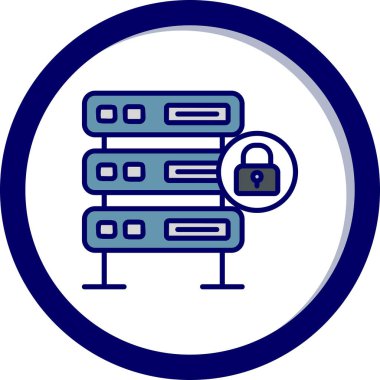 Şifrelenmiş sunucu simgesi, vektör illüstrasyonu basit tasarım