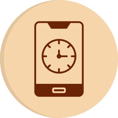 saat ve vektör illüstrasyonlu cep telefonu