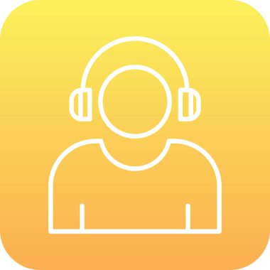 Etkilendirici kulaklık takar Web simgesi, vektör illüstrasyonu