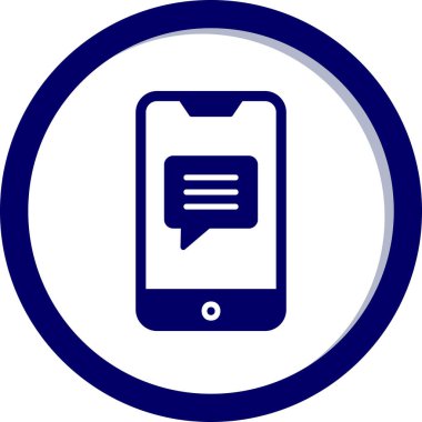 Ekran simgesinde konuşma balonu olan akıllı telefon, vektör illüstrasyon grafik tasarımı 