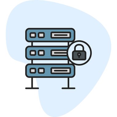 Şifrelenmiş sunucu simgesi, vektör illüstrasyonu basit tasarım