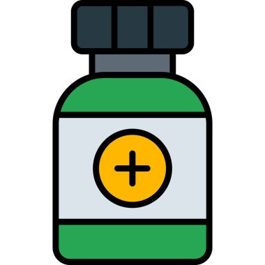 İlaç şişesi. Web simgesi basit illüstrasyon