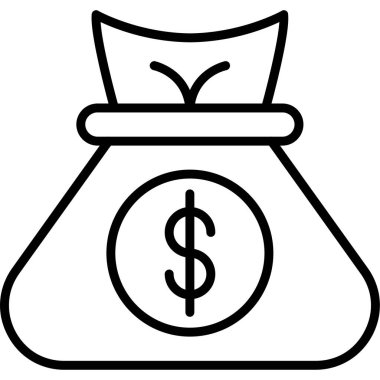 Dolar para çantası simgesi taslak biçimi