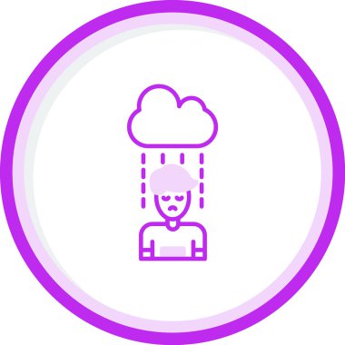 Depresyondaki adam yağmur bulutu simgesi altında, düz tasarım